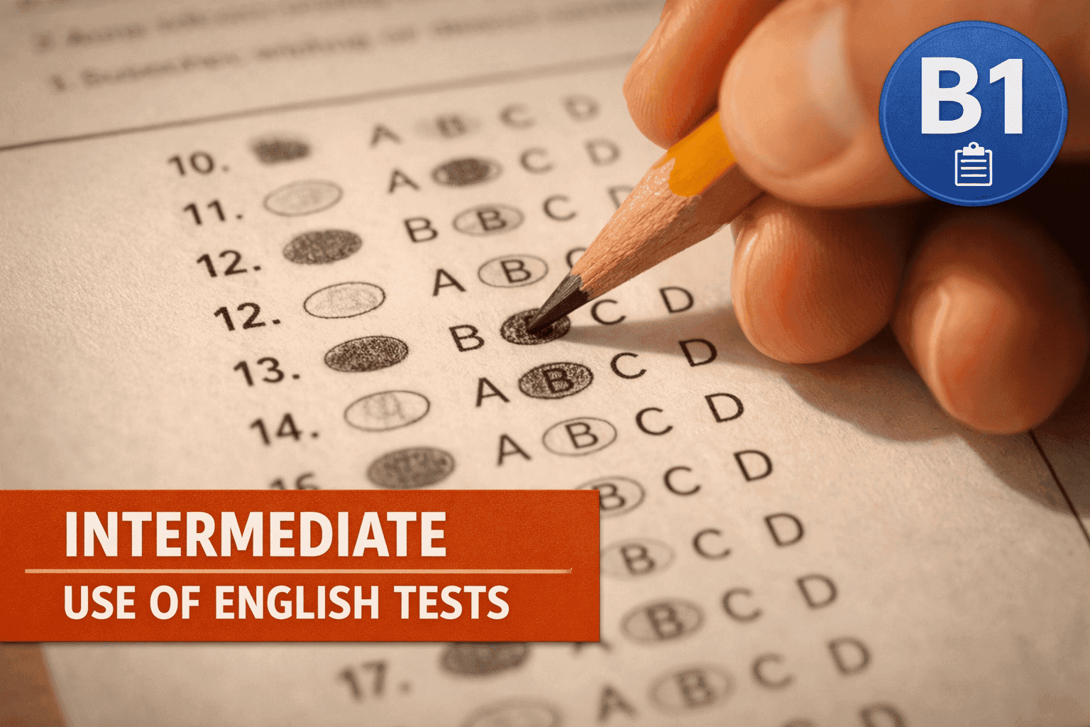 B1 Pre-Intermediate Use of English practice test — free online multiple-choice and open-cloze exercises